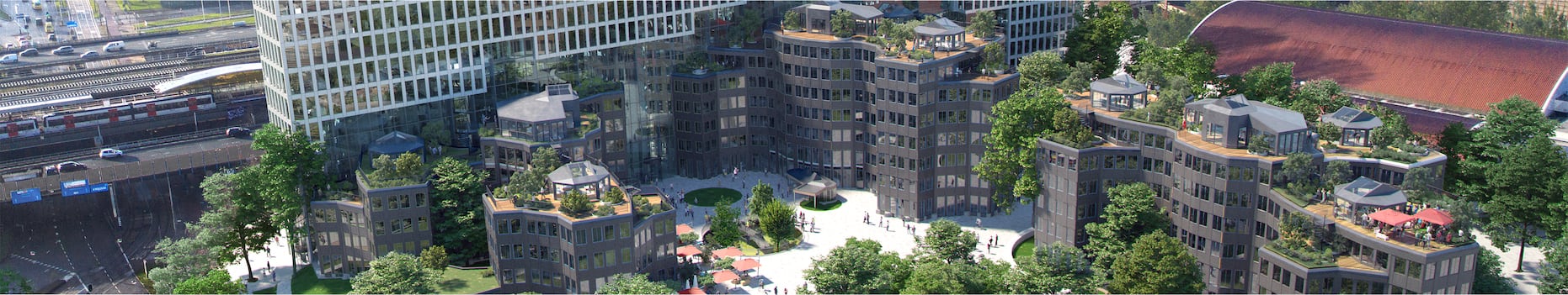 Arial view of the Tripolis-Park campus next to the A10 highway.